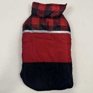 32 Degrees Heat Red Black Plaid Dog Jacket Small Puffer Vest Adjustable NEW